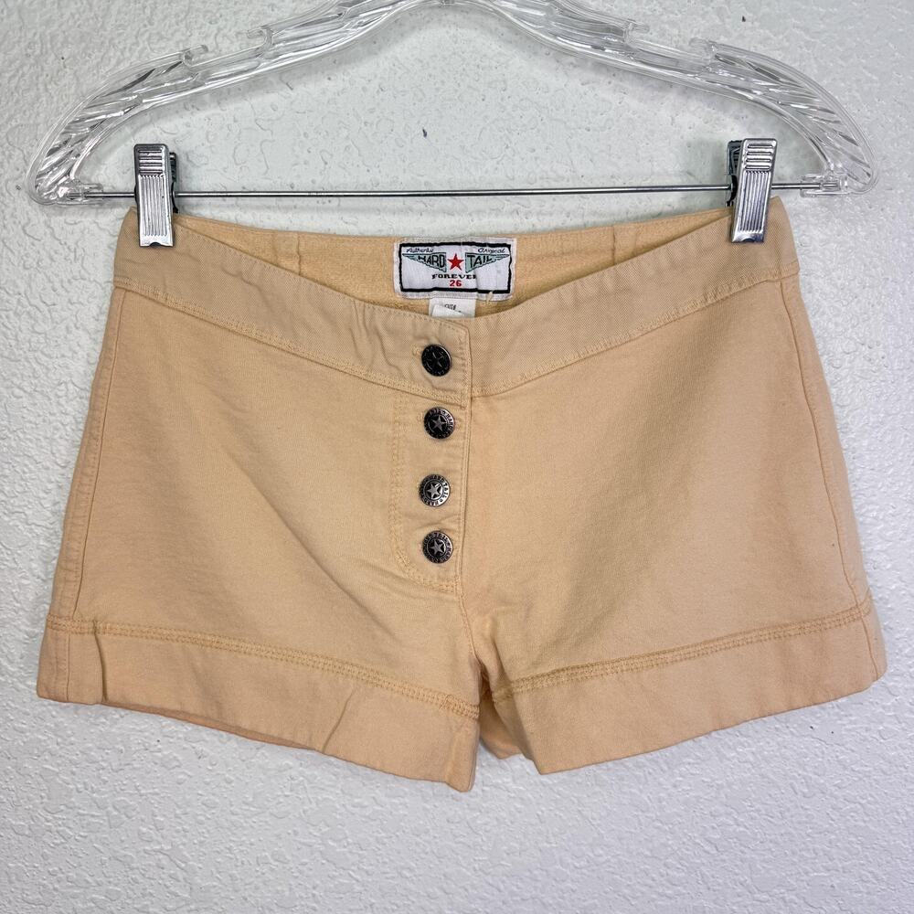 Hard Tail Forever Y2K Shorts Women 26 Button Fly French Terry Micro Mini Vintage